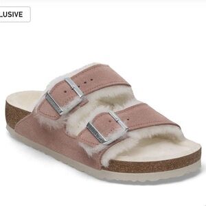 Birkenstock Arizona Shearling Suede Leather - Pink Clay